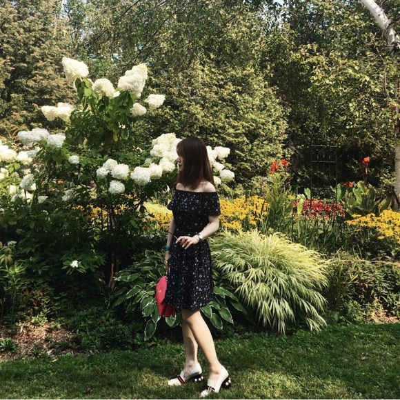 The Kooples Off the Shoulder Silk Dress Tattoo Print star Black Size XXS - Picture 7 of 12